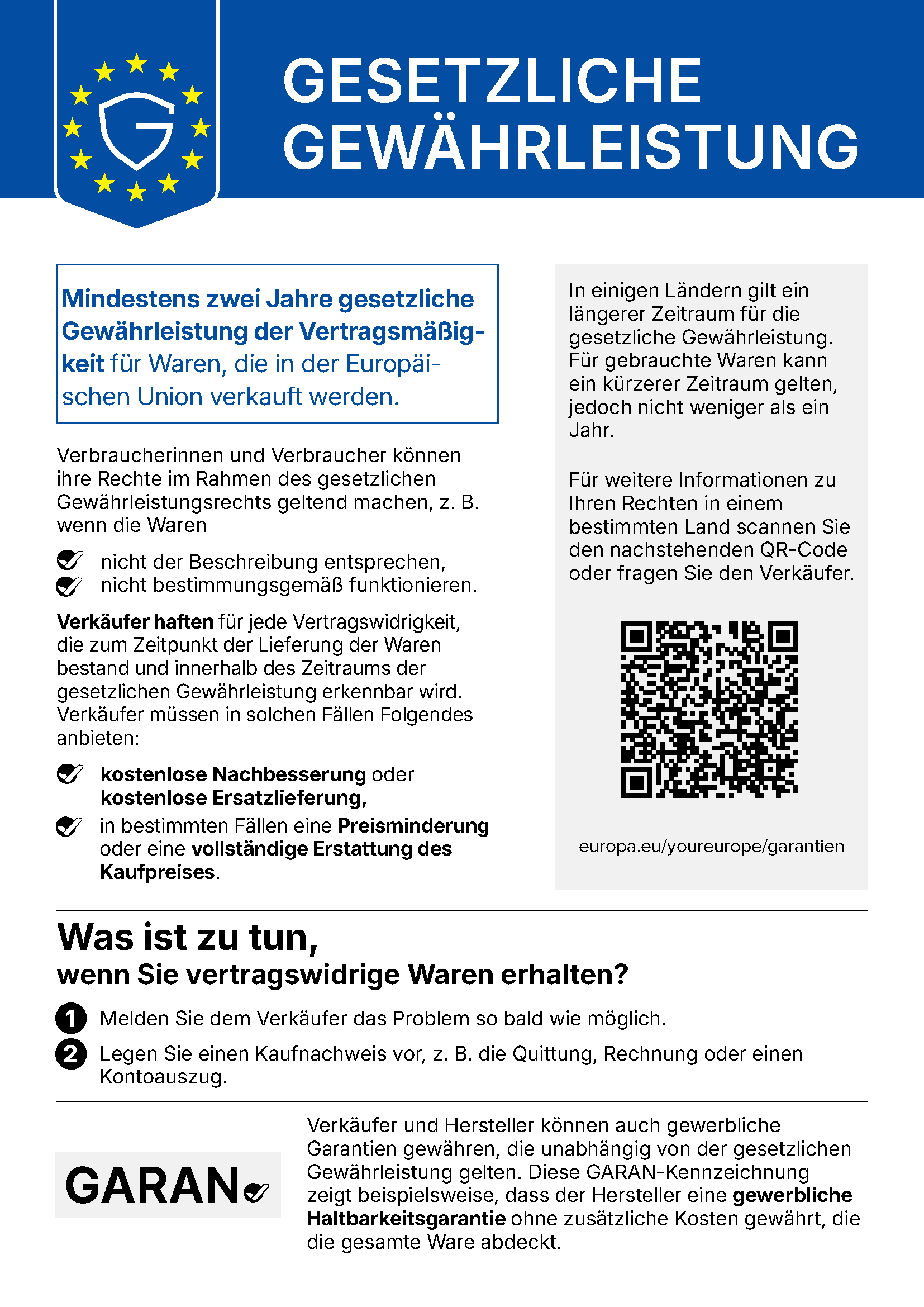 Ihre Gewährleistungsrechte